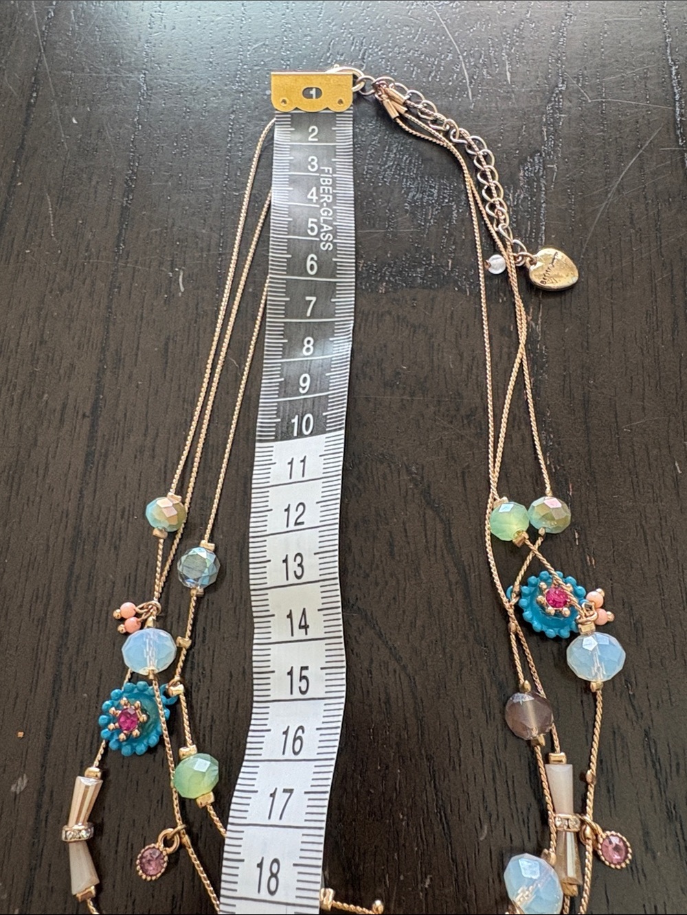 Betsey Johnson Aqua, Turquoise & Pink Multilayer Floral Pendant Necklace - Picture 9 of 11